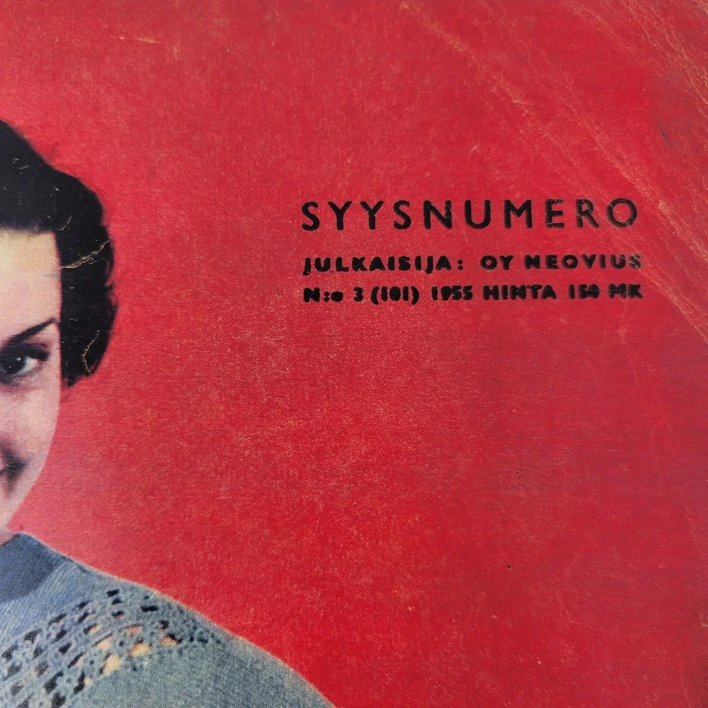 Vintage 1955 Virkkaus ja neuletyöt Finnish Knitting Crochet Fashion Magazine # 3